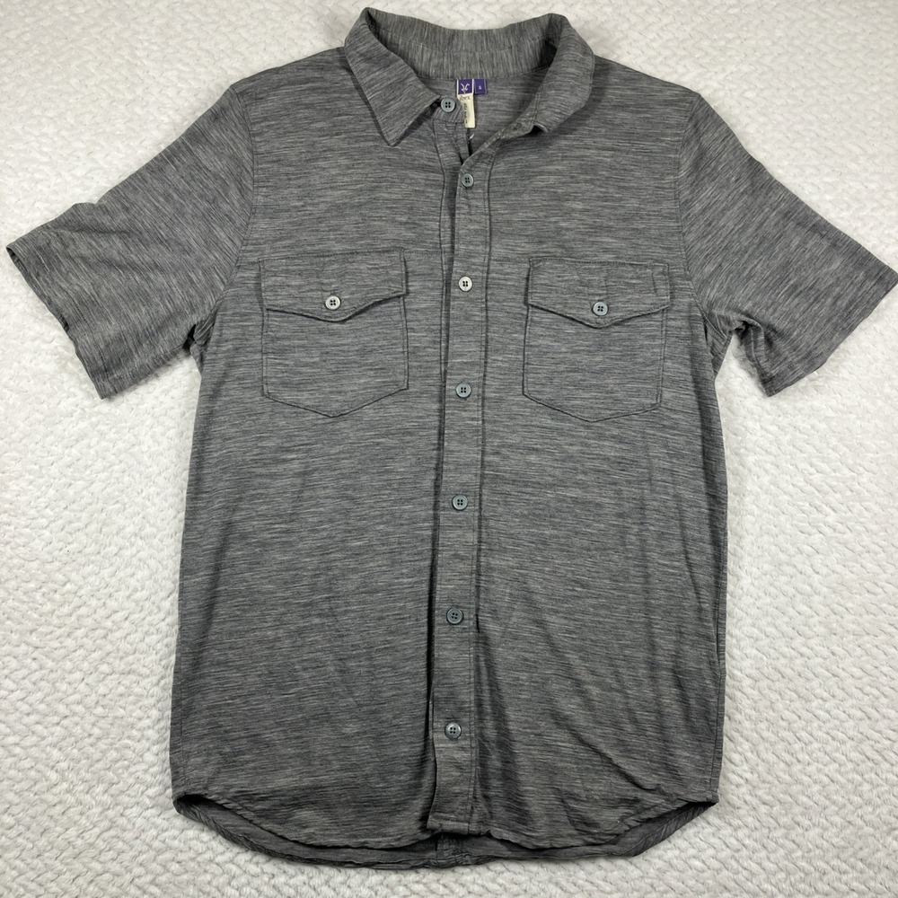 Ibex Men's Short Sleeve Button Up Shirt Small 100% Merino Wool USA Breathable